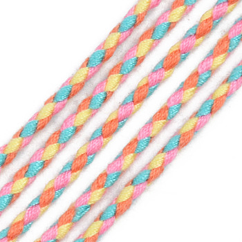 Polyester Braided Cords, Pearl Pink, 2mm, about 100yard/bundle(91.44m/bundle)