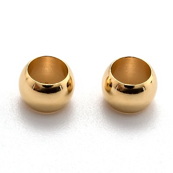Brass Beads, Long-Lasting Plated, Column, Real 24K Gold Plated, 5.5x4mm, Hole: 4mm
