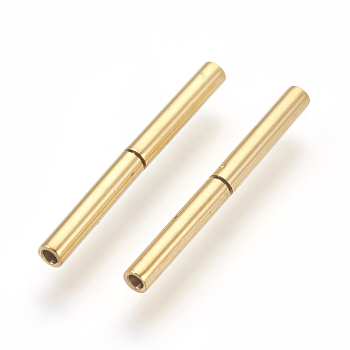 Vacuum Plating 304 Stainless Steel Bayonet Clasps, Long-Lasting Plated, Column, Golden, 18~20x2mm, Hole: 1.2mm
