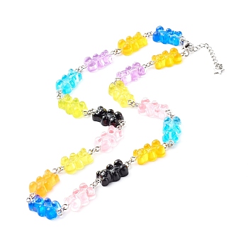 Bear Resin Link Chain Necklaces, Colorful, 18.31 inch(465mm)