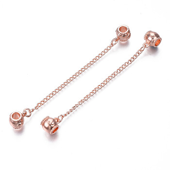 Rack Plating Alloy European Dangle Charms, with Chain, Large Hole Beads, Cadmium Free & Lead Free, Double Barrels, Rose Gold, 100mm, Hole: 4.5mm