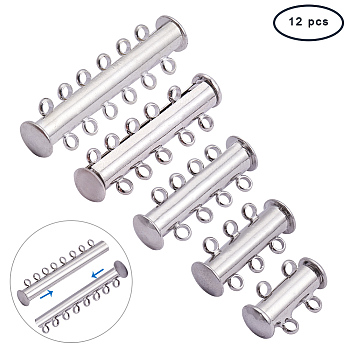 PandaHall Elite Brass Magnetic Slide Lock Clasps, Platinum, 15x11.5x6mm, Hole: 2.5mm, 2pcs, 20x10mm, Hole: 2mm, 2pcs, 25x10mm, 2pcs, 30x10x7mm, Hole: 2mm, 2pcs, 45x8mm, Hole: 1.5mm, 2pcs, 33.5x10.5x6.5mm, Hole: 1.4mm, 2pcs, 5.4x5.3x2cm