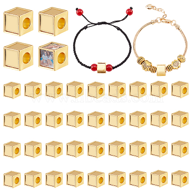 Golden Cube Alloy Beads