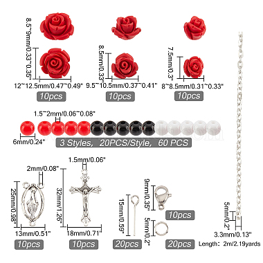 Superfindings – kit de fabrication de colliers de perles de religion et de roses(DIY-FH0004-05)-6