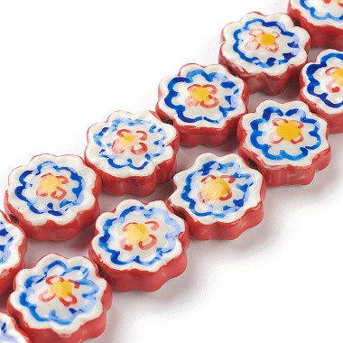 Handmade Porcelain Flower Beads(PORC-J008-04D)-2