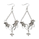Alloy Bat Wing with Cross Dangle Earrings for Halloween(EJEW-G349-01AS)-1