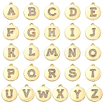26Pcs 26 Styles Brass Micro Pave Cubic Zirconia Charms, Flat Round with Letter, Real 18K Gold Plated, Letter A~Z, 14x12x1mm, Hole: 1.1mm, 1pc/style(KK-SC0006-94)