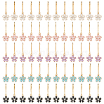 60Pcs 5 Colors Flower Alloy Enamel Zipper Puller, Zip Pull Tab Replacement, Garment and Bag Accessories, Platinum, Mixed Color, 32mm, 12pcs/color(HJEW-DC00193)