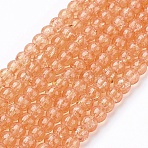 1 Strand Transparent Crackle Glass Round Beads Strands, Light Salmon, 4mm, Hole: 1.1~1.3mm, about 200pcs/strand, 31.4 inch(X-CCG-Q001-4mm-05)