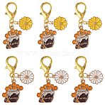 10Pcs 2 Styles Honey & Flower Alloy Enamel Pendant Decorations, with Alloy Lobster Claw Clasps, Mixed Color, 45mm, 5pcs/style(HJEW-FS00088)