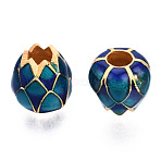 Alloy Enamel Beads, Matte Style, Cadmium Free & Lead Free, Large Hole Beads, Flower, Dark Blue, 9x9.5x9.5mm, Hole: 4mm(KK-N238-067-04G)