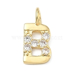 Brass Micro Pave Clear Cubic Zirconia Pendants, Cadmium Free & Lead Free, Long-Lasting Plated, Rack Plating, Real 18K Gold Plated, Letter B, 18x9x2.5mm, Hole: 2.5mm(KK-I476-01G-B)