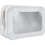 PU Imitation Leather Cosmetic Pouches, Waterproof Clutch Bag, with PVC Windows, Rectangle, White, 230x150x70mm(AJEW-WH20020-141A)