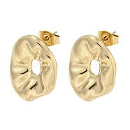 304 Stainless Steel Stud Earrings, Twist Donut, Golden, 19x15mm(EJEW-R157-12G)