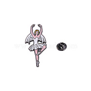 Cartoon Ballet Dancing Girl Badge Brooch, Fresh Sweet Lovely Dance Girl Enamel Pins for Women, White, 30x15mm(PW-WG99000-04)