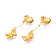 Brass Beads, with Chain, Cadmium Free & Nickel Free & Lead Free, Bear, Real 18K Gold Plated, 37mm(KK-N232-309)