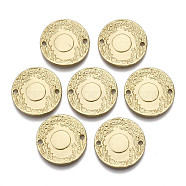 Alloy Links Connectors, Flat Round with Sun, Cadmium Free & Nickel Free & Lead Free, Matte, Real 16K Gold Plated, 22x2mm, Hole: 1.6mm(X-PALLOY-R113-12MG-NR)