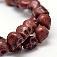 Dyed Synthetic Turquoise Bead Strands, Skull, Saddle Brown, 10x8x10mm, Hole: 1mm, about 38~40pcs/strand, 15~15.5 inch(G-M145-12-B)