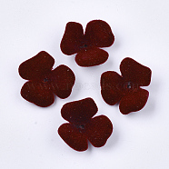 Flocky Acrylic Bead Caps, 3-Petal, Flower, Dark Red, 22x23x8mm, Hole: 1mm(X-OACR-T005-01-05)