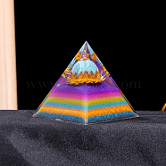 Resin Organite Pyramids, with Synthetic Turquoise, Home Display Decorations, 60x60mm(TREE-PW0001-64B)