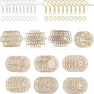 DIY Dangle Earring Making Kits, with Hollow Natural Wood Pendants & Cabochons, Laser Cut Wood Shapes, Iron Earring Hooks, BurlyWood(DIY-NB0003-78)