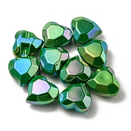 UV Plating Rainbow Iridescent Acrylic Beads, Heart, Green, 22x23x13mm, Hole: 3.5mm(OACR-P010-03G)