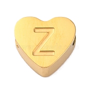 Ion Plating(IP) Tarnish Resistant 304 Stainless Steel Beads, Heart with Letter, Golden, Letter Z, 7x8x3mm, Hole: 2mm(STAS-H219-16G-Z)