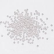 Brass Crimp Beads, Cadmium Free & Nickel Free & Lead Free, Barrel, Silver Color Plated, about 2mm in diameter, 1.2mm long, Hole: about 1.2mm, about 909pcs/10g(X-E002-NFS)