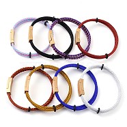 Stainless Steel Twist Rope Bangles, with Ion Plating(IP) 304 Stainless Steel Magnetic Clasps for Women Men, Mixed Color, Golden, 8-1/4 inch(20.8cm), 6~9mm(BJEW-A009-09G)