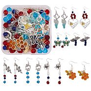 DIY Animal Shape Drop Earring Making, Including Glass & Synthetic Turquoise Beads, Alloy Pendants & Links, Iron Pin & Jump Ring & Earring Hooks, 304 Stainless Steel Pin, Mixed Color, Pendant & Link: 22pcs/box(DIY-SZ0007-05)