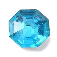 Faceted Glass Rhinestone Cabochons, Pointed Back, Octagon, Aquamarine, 23x23x10mm(GGLA-C032-05A)