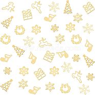 Brass Glitter Manicure Nail Art Decoration, for Christmas, Mixed Shapes, Golden, 108pcs/box(MRMJ-OC0001-32G)