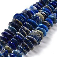 Natural Lapis Lazuli Beads Strands, Disc, 5~6x12~29x11~32mm, Hole: 1.5~1.6mm, about 49pcs/strand, 16.85''~17.40''(42.8~44.2cm)(G-M406-B01)