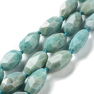 Natural Amazonite Beads Strands, Faceted, Oval, 23~24x13~14mm, Hole: 1.5~1.6mm, 7.95''~8.46''(20.2~21.5cm)(G-M406-E01)