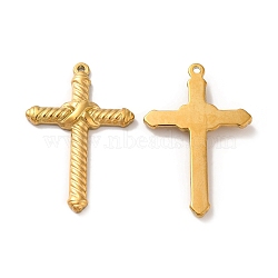 Ion Plating(IP) 304 Stainless Steel Pendants, Cross Charm, Golden, 45x29.5x4mm, Hole: 1.6mm(STAS-Q001-06G)