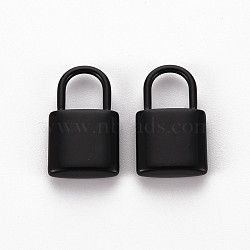 Spray Painted Alloy Pendants, Cadmium Free & Lead Free, Padlock, Black, 18.5x11x4mm, Hole: 5.5x6mm(PALLOY-Q433-031A-RS)