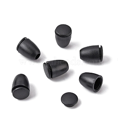 Plastic Cord End, End Cap with Flat Round Plug, Cone, Black, 12x8mm, Hole: 3.3mm(FIND-WH0042-32)