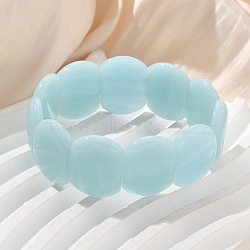 Handmade Lampwork Beaded Stretch Bracelets for Men Women, Oval, Pale Turquoise, 3/4~7/8x5/8 inch(1.95~2.1x1.65cm), Inner Diameter: 1-7/8~2-1/8 inch(4.8~5.5cm)(BJEW-G738-01B-10)