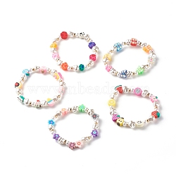 Handmade Polymer Clay Heishi Beads Stretch Bracelet, Plastic Pearl Beads Bracelet, Mixed Shape Acrylic Beads Bracelet for Women, Mixed Color, Inner Diameter: 2 inch(5cm)(BJEW-JB07330)