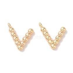 Brass Pendants, Letter Charms, Real 18K Gold Plated, 13x12x2mm, Hole: 1mm(KK-S368-16G-V)