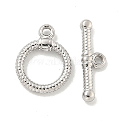 Non-Tarnish 304 Stainless Steel Toggle Clasps, Ring, Stainless Steel Color, Ring: 15x11.8x2mm, Hole: 1.2mm, Bar: 18x5x2mm, Hole: 1.5mm(STAS-L278-004P)