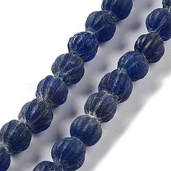Handmade Lampwork Beads, Pumpkin, Midnight Blue, 10.5x9.5mm, Hole: 1.5mm, about 64pcs/strand, 25.79''(65.5cm)(LAMP-Z008-05I)