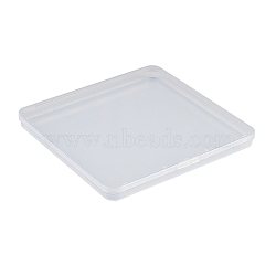 Plastic Bead Containers with Hinged Lid, Square, Clear, 15.5x15.6x1.75cm, Inner Size: 14.9x14.9cm(CON-Z007-02A)