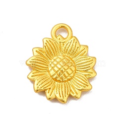 Rack Plating Alloy Pendants, Sunflower Charms, Matte Gold Color, 18x15x2mm, Hole: 1.6mm(PALLOY-K255-07MG)