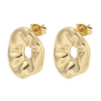 304 Stainless Steel Stud Earrings, Twist Donut, Golden, 19x15mm