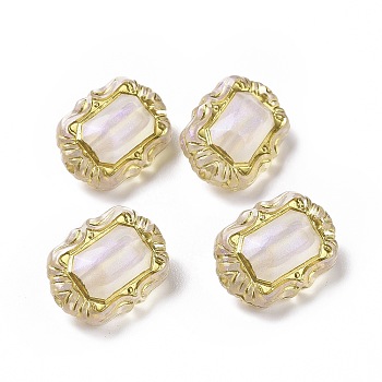 Plating Acrylic Beads, Golden Metal Enlaced, Oval, Clear AB, 18x13.5x8.5mm, Hole: 1.8mm, about 518pcs/500g