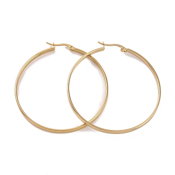 201 Stainless Steel Big Hoop Earrings with 304 Stainless Steel Pins for Women, Golden, 3x50mm