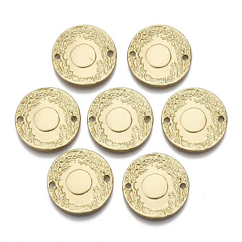 Alloy Links Connectors, Flat Round with Sun, Cadmium Free & Nickel Free & Lead Free, Matte, Real 16K Gold Plated, 22x2mm, Hole: 1.6mm
