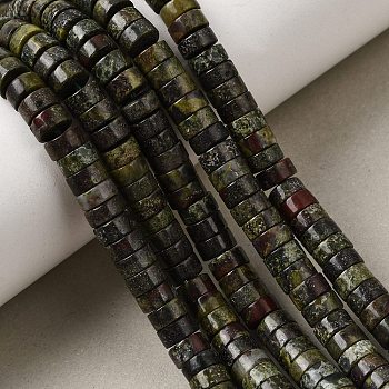 Natural Dragon Blood Beads Strands, Heishi Beads, Flat Round/Disc, 6x3~3.5mm, Hole: 0.8mm, about 54~55pcs/strand, 7.38''~7.54''(18.75~19.15cm)
