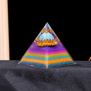 Resin Organite Pyramids, with Synthetic Turquoise, Home Display Decorations, 60x60mm